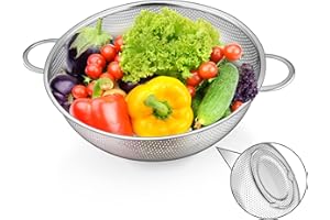 Sieb 22cm, Joyfair Edelstahl Nudelsieb Küchensieb mit Griffen, Mikroperforiertes Abtropfsieb Seiher Küchensieb zum Ablaufen/Spülen/Abseihen/Waschen von Gemüse Nudeln Obst Reis, Spülmaschinenfest