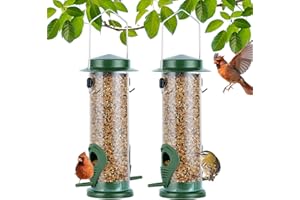 MIXXIDEA Futterspender für Wildvögel, aus Edelstahl, zum Aufhängen, für Garten, Hinterhof, Außendekoration, lockt Wildfinken, Distel, Kardinal 2 Stück (Grün)