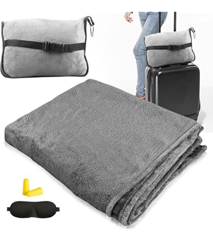 Manta De Viaje 2 En 1 Transformable - 1.27x1.52 M, Franela Suave | Para Avión, Oficina, Coche, Se Convierte En Cojín O Almohada