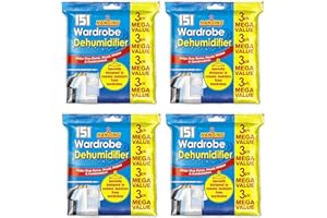SAVEX 151 Set of 12 Hanging Wardrobe Dehumidifier Bags Trap Crystals - Ideal to stop damp, mould mildew & condensation- For Wardrobe, Closet, Bookcase, Small Rooms