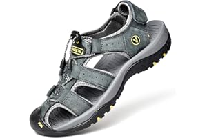 ZYLDK Sandalen Herren Leder Strand Wandersandale Trekkingsandalen Outdoorschuhe Sommer Freizeitschuhe Wanderschuhe Männer Sport-Outdoor Wasser Fischer Atmungsaktive Sandale