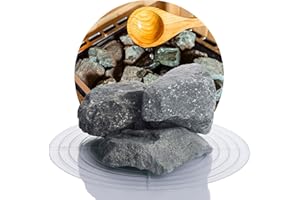 ‎SCHICKER MINERAL Schicker Mineral Deutsche Saunasteine 25 kg, hochwertige Diabas Aufgusssteine, handverlesen, hohe Widerstandsfähigkeit und Wärmespeicherfähigkeit, für alle Arten von Saunaöfen, 80-120 mm