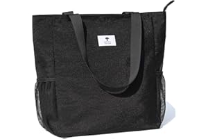 ESVAN Borsa a tracolla grande, motivo floreale, impermeabile, per palestra, spiaggia, viaggi e uso quotidiano, nero ([S] Nero), Large