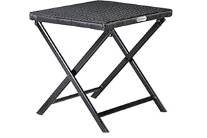 ‎CASARIA Casaria® Polyrattan Klapphocker 75kg Belastbarkeit 44x40x44cm Klappbar Leicht Tragbar Außen Wetterfest Garten Terrasse Balkon Camping Hocker Stuhl Tisch