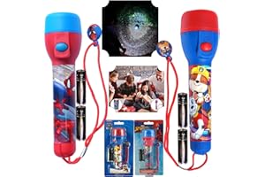 SRV HUB 2 torce grandi a LED, torce notturne per bambini super luminose per regali di Natale e compleanno - Torcia giocattolo in plastica per bambini dai 3 anni in su, misura 16 cm (Spiderman e Paw Patrol)