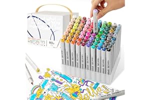 Arrtx OROS 80 colores rotuladores de alcohol punta doble pincel y cincel, marcadores permanentes con caja portátil para niños, principiantes, artistas para colorear, dibujar, ilustrar