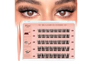 Higu clace Selbstklebende Wimpern,40pcs D Curl vorgeklebte Wimpern Set mix8-16mm, Wimpernpinzette, kein Kleber und Entferner erforderlich, DIY falsche Wimpernbüschel zum Aufdrücken