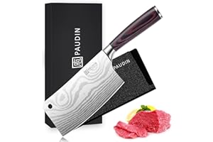 PAUDIN Hackmesser, Klingenlänge 17cm nariki Messer Hackmesser Kochmesser aus hochwertigem Edelstahl, asiatisches Mehrzweck Küchenmesser für Haus und Küche mit ergonomischem Griff