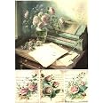 Vintage Brotkasten Rosa Josys Bastelmärchen Reispapier A4 Strohseide Decoupage Shabby Vintage Noten Rosen Engel RE0213 Reis Papier