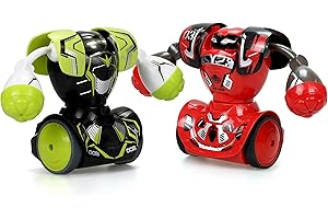 SilverLit Robo Kombat Zestaw 2 robotów bojowych | Strajkowe światła i efekty dźwiękowe | Zdalnie sterowana zabawka - najlepsze roboty bojowe dla chłopców i dziewcząt w wieku od 5 lat (opakowanie