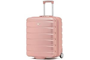 Flight Knight Sztywne walizki ABS Leger a 2 koła zatwierdzające dla ponad 100 linii lotniczych, w tym British Airways, Ryanair i easyJet, Różowe złoto, 56x45x25cm, Bagaż podręczny