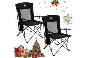 TIMBER RIDGE Sedia da Campeggio Pieghevole Leggera 150 kg Portata Massima, con Schienale Alto e a Rete, Comoda e Portatile per Spiaggia, Festival, Pesca, Giardino, Picnic e Area Pranzo all'aperto