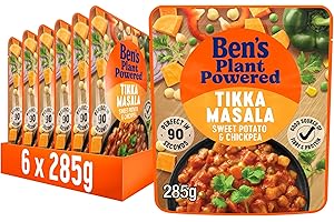 BEN'S ORIGINAL Ben’s Original Plant Powered Sweet Potato and Chickpea Tikka Masala Curry, Bulk Multipack 6 x 285 g pouches