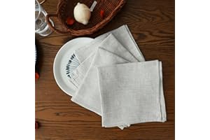 Simple&Opulence 100% Pure Linen Dinner Napkins -Suitable for Daily Use at Home-Set of 4, 36 x 36 cm,Linen