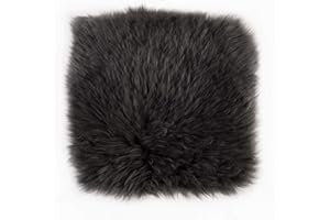 ‎-LUXOR- LIVING -LUXOR- living Sitzkissen Stuhl Echtfell, Flauschige Sitzauflage, Stuhlkissen, Lammfell Sitzkissen, Fell für Stühle, 34 x 34 cm Schwarz, 1 Kissen