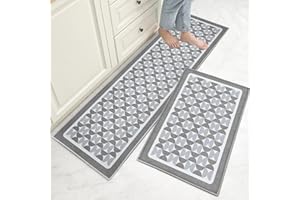 Hoimlm Kitchen Mat Sets Non slip Washable, 2 Pcs Kitchen Rugs and Mats, Anti Fatigue Kitchen Rug Sets for Home Decoration Office Standing Desk (Style G, 40x60+40x120cm)