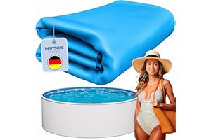 poolomio Poolfolie blau für Stahlwandpool rund | Poolinnenfolie Aufstellpool Winterfest und UV-beständig | Ersatzfolie für Gartenpool | Pool Innenhülle 0,25 mm Stärke (360 x 110 cm)