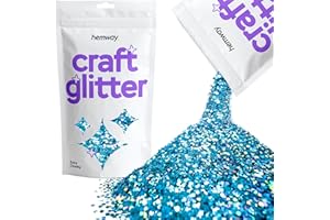 Hemway Ocean Blue Craft Glitter Chunky 1/40" 0,025" 0.6MM per Arte e Mestieri Bicchieri di carta di vetro Decorazioni fai da te progetti