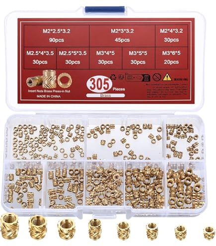Lot De 200 écrous Encastrement Moletés En Laiton - M2 X 4mm (L) X 3.2mm (OD) - Neuf Uxcell