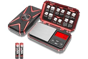 UNIWEIGH Digitale küchenwaage 1000g/0,1g, Feinwaage,Taschenwaage, Präzisionswaage, Waage Gramm, Kleine waage, Briefwaage, Mini Waage für Münz, Unkraut (Batterie enthalten)–Rote