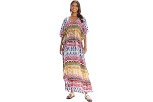 Bsubseach Damska sukienka plażowa, turecka, długa sukienka plażowa Caftan Beach Dress