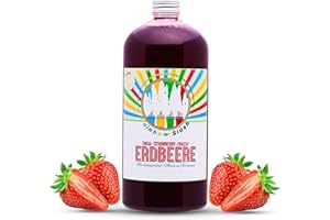 Hopser Food Fun Rainbow Slush Sirope AZO LIBRE | Botella de 1 litro | Concentrado para granizadores de helados, máquinas de helado, bebidas 1:5 hasta 1:20 (fresa)