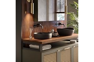 LAMO Manufaktur Encimera para Lavabo Encimera de Baño Encimera de Madera con Borde Vivo Estante de Baño, 160x50 cm (LxA), Color Oscuro, Sin Accesorios de Montaje, LWP-01-A-004-CO