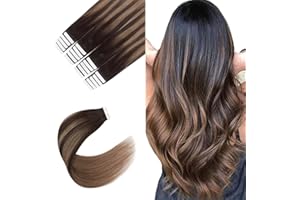 Sixstarhair Tape In HaarverläNgerungen Echthaar 20pcs 50g 50cm Tape Extensions Echthaar Nahtlose Klebe Extensions Echte Haare #2/6 Tape In Hair Extensions Human Hair