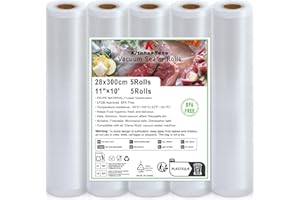 KitchenBoss Rouleau Sous Vide Alimentaire：5 Packs Sac Sous Vide Alimentaire 28x300cm, Sachet Sous Vide Alimentaire Convient à la Cuisson Sous Vide, Appareil de Mise Sous Vide et Micro-onde