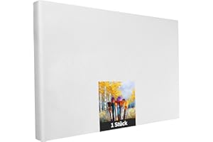 Keilrahmen Set aus 1 Stück in 80x120 cm, weiße Künstlerleinwand aus Polyester, zum Bemalen, fertig bespannt, geeignet für Acrylfarben oder Textilfarben, DIY Projektbedarf für Maler und Künstler