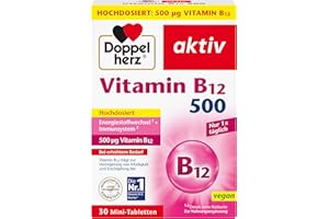 ‎DOPPELHERZ Doppelherz Vitamin B12 500 - Hochdosiert mit 500 µg Vitamin B12 pro Tablette - vegan - 30 Mini-Tabletten