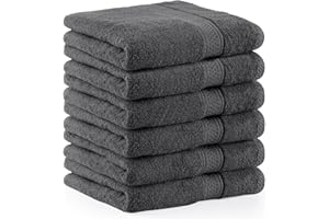 Utopia Towels - Set di 6 (50 x 100 cm), Asciugamani Mani, Asciugamani Per Le Mani, Altamente Assorbenti Con Gancio, 100% Cotone (Grigio)