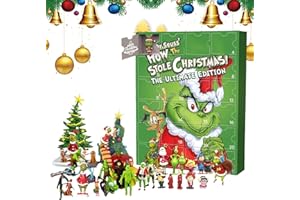 Geteawily 2023 Advent Calendar | GreenMonster Grinchs Toys Cute Figures Doll Advent Calendar | 2023 Grinchs Figure Doll Countdown Calendar | 24 Days of Grinchs Advent Calendar with Toys