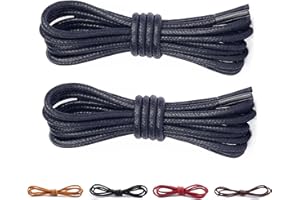 CCSOFTIME 2 Paires Lacets Cirés pour Chaussures de Ville ou Bottines ø2.5mm Fins Lacets Ronds pour Femme ou Homme