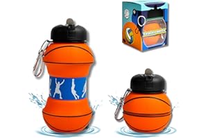 CODiLLO Borraccia Bambini e Ragazzi - Pieghevole, Silicone, Senza BPA - Idea Regalo (550 ML, Basket Arancione)