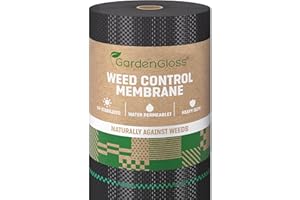 GardenGloss 50m2 Weed Control Membrane (100gsm) - Water Permeable and Tearproof Weed Barrier Fabric - Weed Control Fabric with High UV-Stabilisation (50m x 1m, 1 roll)