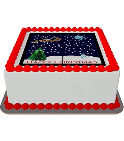 Christmas Cake Topper Cute Santa Edible Icing Square 7.5" 19cm - View #3