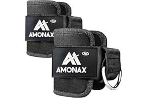 Amonax Tobillera para polea (Acolchado) para piernas y Tobillos, Correas Tobillos Gym Cable maquinas, Gimnasio, Fitness - Mujeres y Hombres