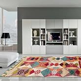 Latte Dizayn Rhodo Desenli Kadife Pamuk Tabanlı Yıkanabilen Kaydırmaz Antibakteriyel Salon Halısı 80x150