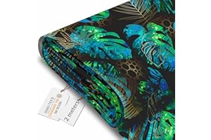 DreamRoots Tissu imperméable extérieur au metre 160 cm Largeur - Toile exterieure impermeable 100% de polyester 600D 220g/m - Tissus au metre ameublement Sea Green Monstera 2M