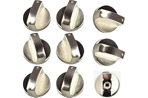 LOOPUNK 8 Bedienknöpfe aus Metall, Universal, Outon Gasherd, Knöpfe aus Metall, silberfarben, für Gasherd, Backofen oder Kochfelder