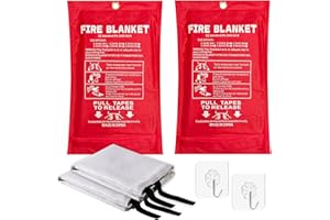 YCAAEO 2 mantas ignífugas de cocina – 1 m x 1 m – Cumple con la norma EN 1869:2019, manta ignífuga, manta ignífuga de fibra de vidrio, adecuada para incendios de grasa en chimeneas, barbacoas, oficinas