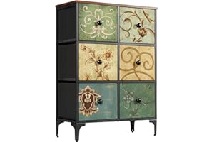 LYNCOHOME Komoda, komoda w sypialni, szafka do przechowywania, szafa z 6 szufladami z tkaniny, meble do sypialni, komoda z 6 szufladami, komoda do kuchni, biura, przedpokoju, styl wiejski