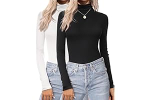 ZEAGOO sous Pull Col Roulé Femme Manche Longue Basique Tshirt Moulante Fin Pull Élégant Chaud Couleur Unie Tee Shirt XS-XXL