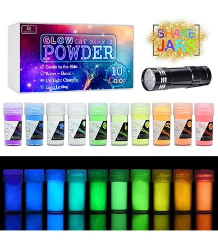 Pigmento Fotoluminescente Fosforescente in Polvere – 5 Colori Fluo