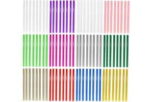 Wenrescry 96 Stück Heißklebesticks 7×100mm, Bunt Glitzer Heißkleber Stifte für Heißklebepistole, Mehrfarbiges DIY Bastelmaterial für Dekoration, Kunsthandwerk, 12 Farben