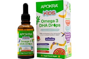 Omega 3 Vegan DHA-droppar för barn - 50mL - Ingen fiskig smak - Konserveringsmedelsfri och sockerfri. Hållbart algalternativ