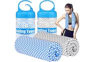 BOGI 2 Pack Cooling Towel, Cooling Towels for Neck(100x30 cm) Ice Towel Cooling Towel, Soft Breathable Sweat Towel for men & women,Stay Cool for Yoga, Sport, Gym Camping & More Activities | Blue+Grey