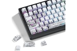 SDYZ XVX durchscheinende Tastaturkappen, PBT-Thermosublimationsdruck-Tasten-Set, seitliche bedruckte Tastenkappen, 127 Tasten, Cherry-Profil, Motiv: Die große Welle vor Kanagawa,