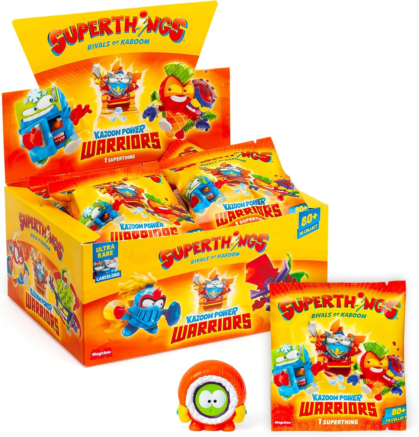 SUPERTHINGS KAZOOM Power Warriors – One Pack. 25 Sobres con Figuras coleccionables. Figuras Regulares, Efecto Metalizado, Plateadas, Doradas y el UR. Cada sobre Contiene 1 Superthings Sorpresa